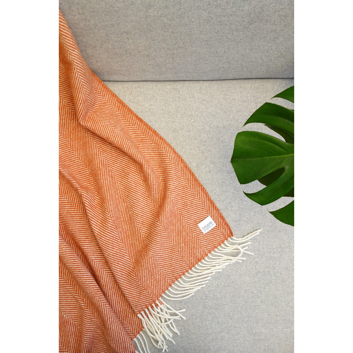 Wool blanket / cuddly blanket herringbone terracotta