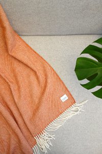 Wool blanket / cuddly blanket herringbone terracotta