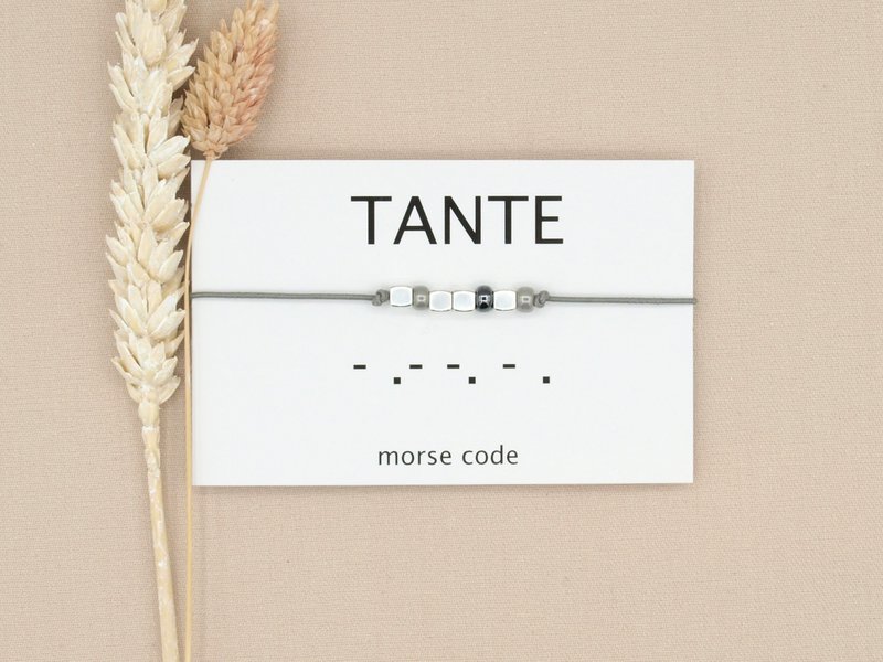 Morse code armband Tante (zilver,rosé goud,goud)