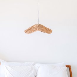 Boho Lampeskærm – Stor Raffia Loftslampe – Naturlig Pendel – Håndlavet Loftslampe Lavet af Raffia TAMPAH (Ø 53 cm)