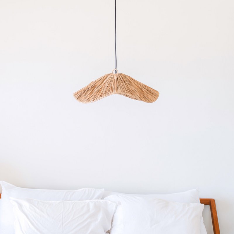Boho Lampeskærm – Stor Raffia Loftslampe – Naturlig Pendel – Håndlavet Loftslampe Lavet af Raffia TAMPAH (Ø 53 cm)