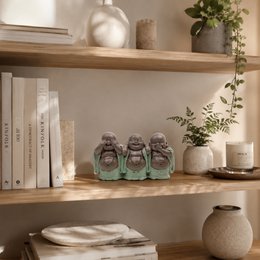 Estatua 3 Budas que Ríen - Decoración Zen y Feng Shui - Para crear un ambiente relajante y espiritual - Idea de regalo de la suerte