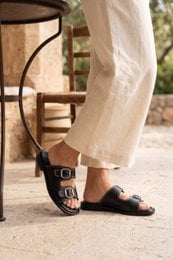 MOSS BLACK – Ciabatte in nappa con doppia fibbia