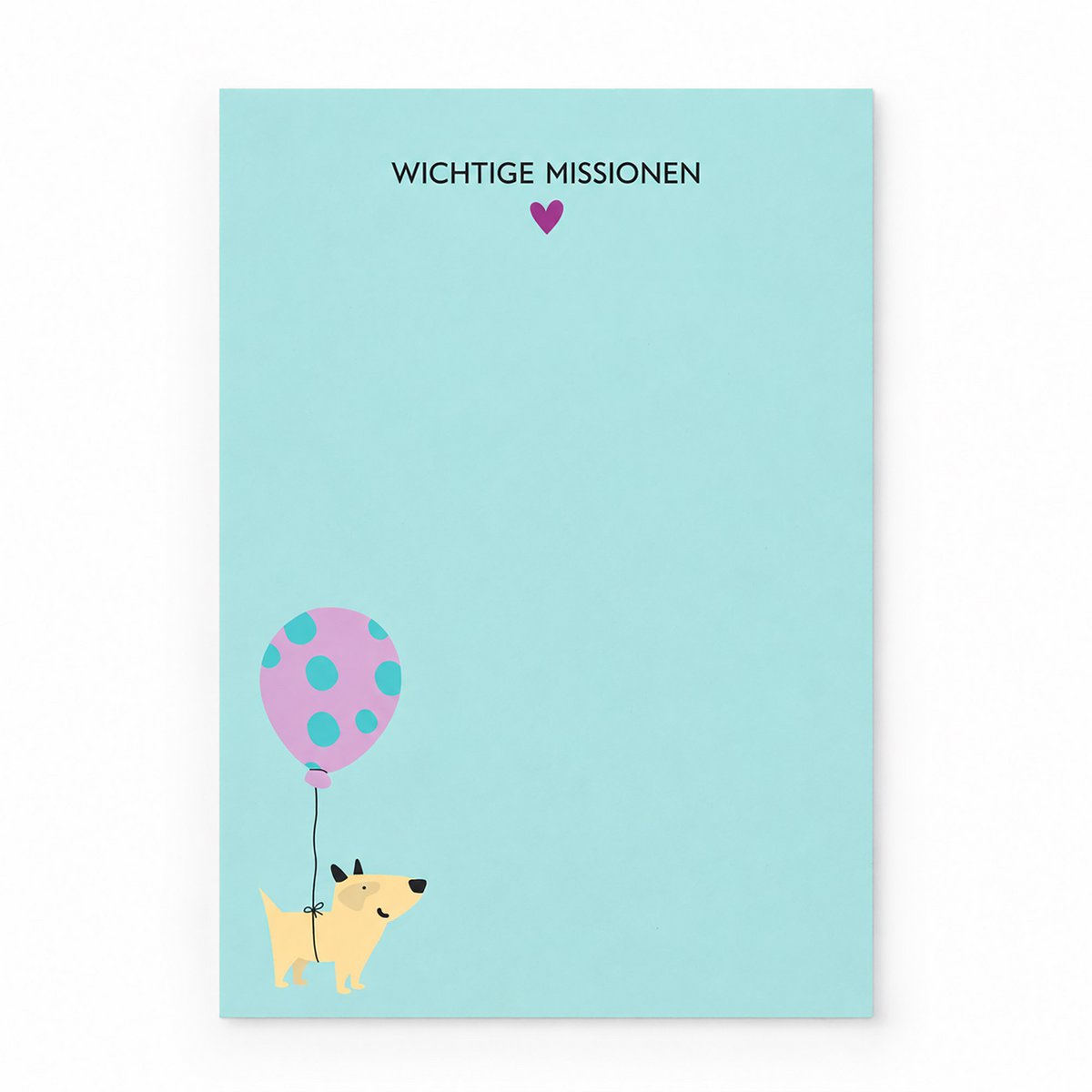 Notizblock A6 Hund „Wichtige Missionen“ - in Mint - 50 Blatt aus Recyclingpapier 