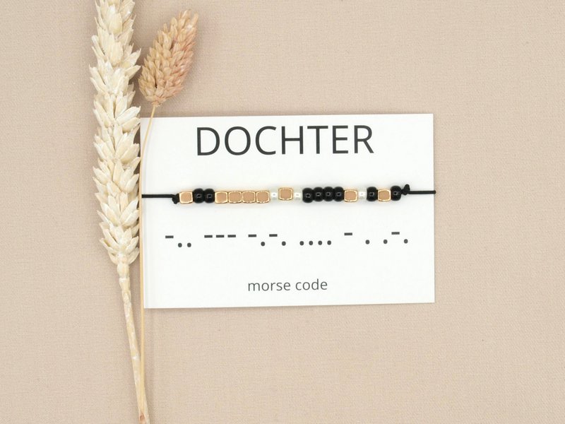 Morse code armband Dochter (zilver,rosé goud,goud)