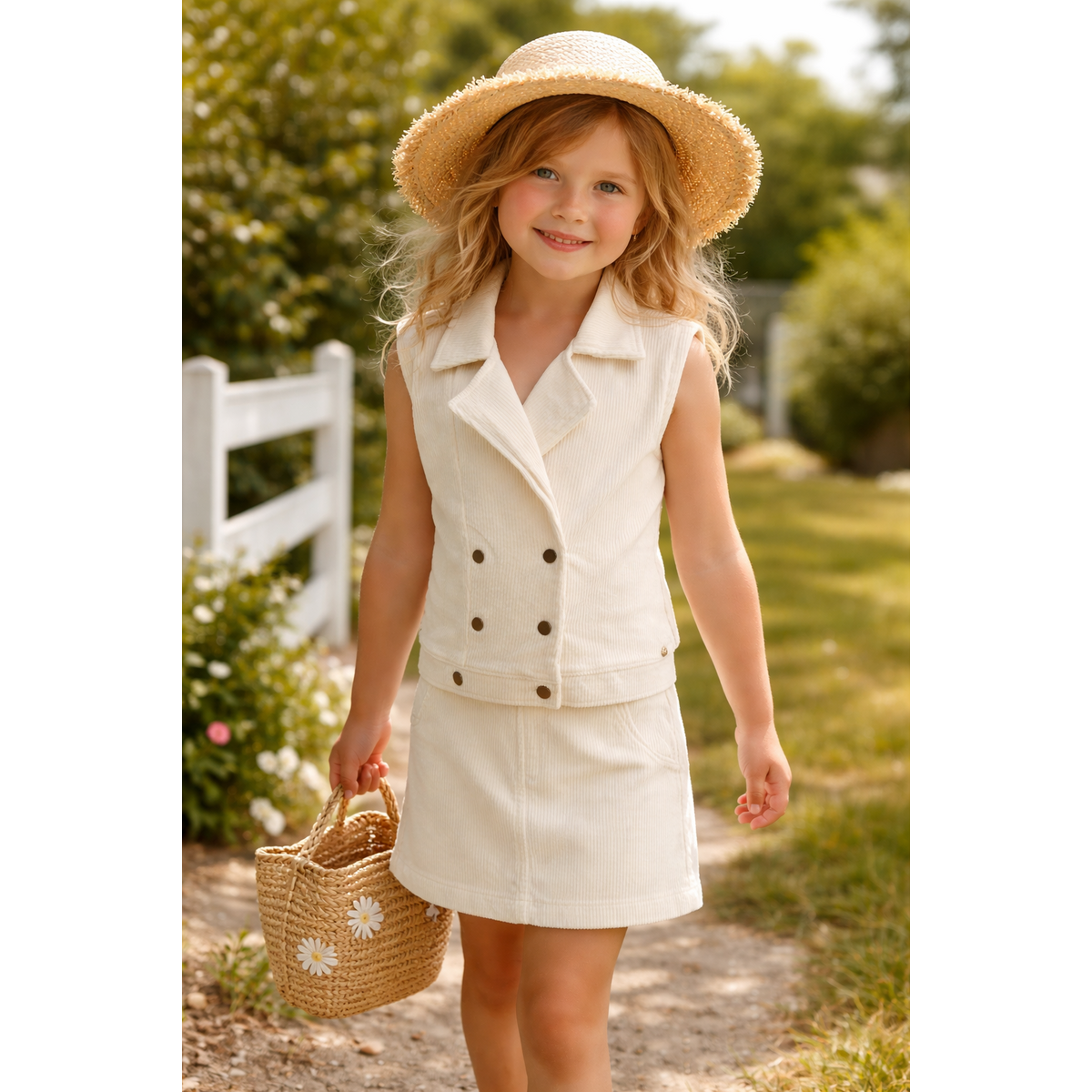 Gilet per ragazze Funkle in tessuto a coste