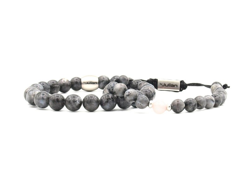 Father and daughter bracelet set Larvikite