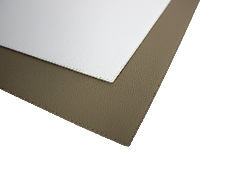 Tischset 6er Set Kunstleder Weiß/Braun Glattlederoptik 45x33 cm