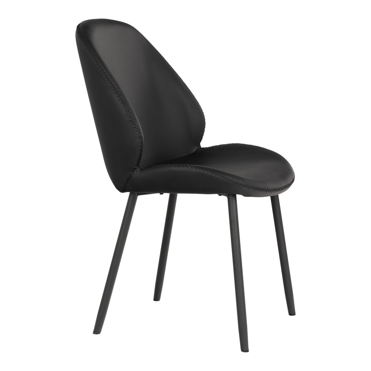 Monte Carlo Dining Chair - Black, PU, Black Metal Legs, 59.5x47x91cm - Set of 2