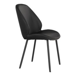 Monte Carlo Dining Chair - Black, PU, Black Metal Legs, 59.5x47x91cm - Set of 2
