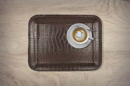 Plateau plat grand crocodile marron foncé