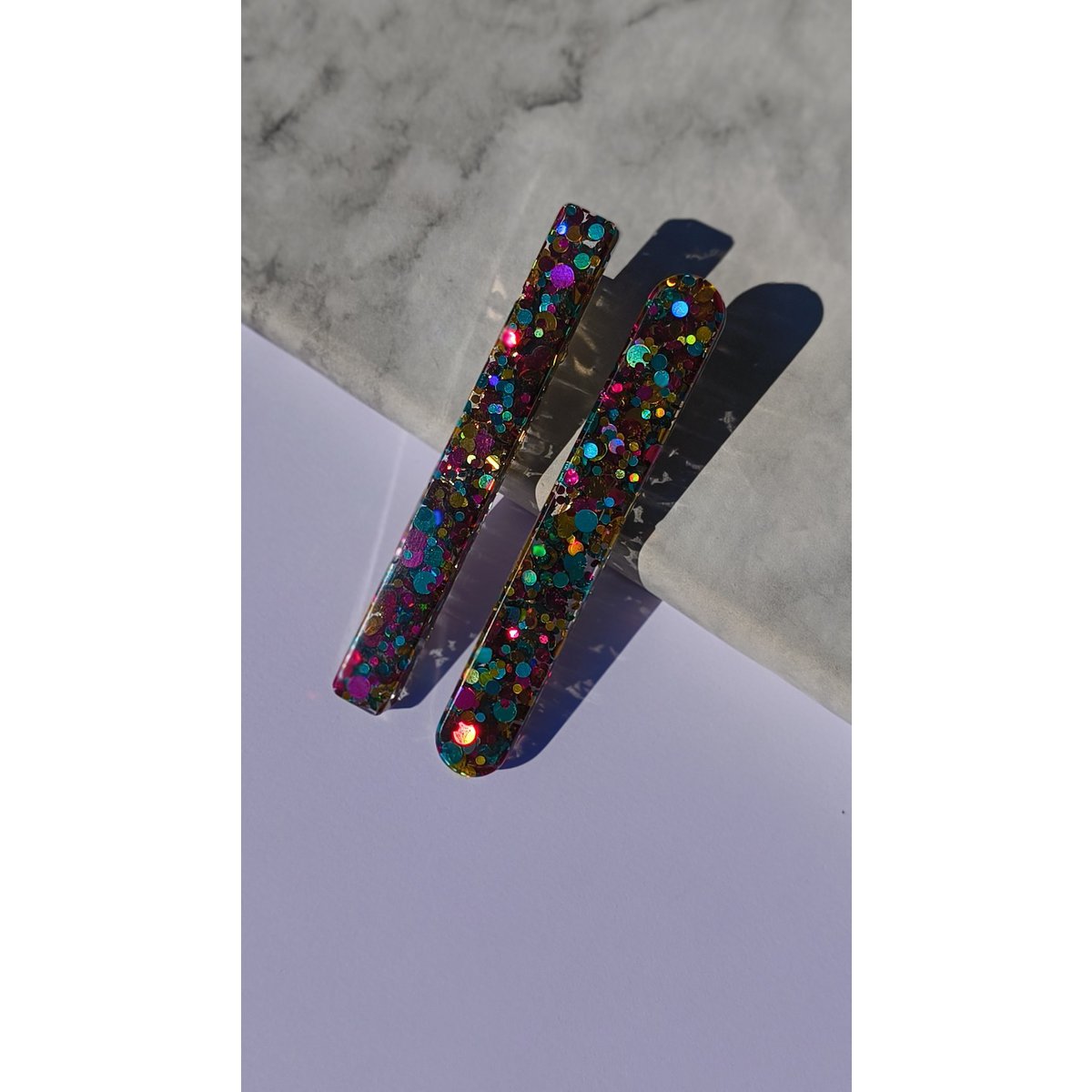 ⋒ pacchetto di clip per capelli in resina - Circo glitter (8 articoli) ⋒