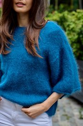 Pull col bateau manches 3/4 en 76% mohair et laine