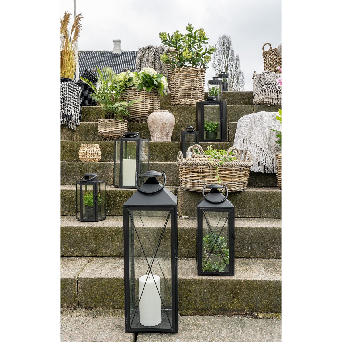 Casa Lantern, set of 2 - Lantern, steel and glass, black, set of 2