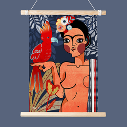 Frida Kahlo - portret met papegaai