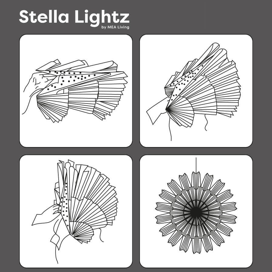 Stella-Viola, white paper with gold foil 40cm