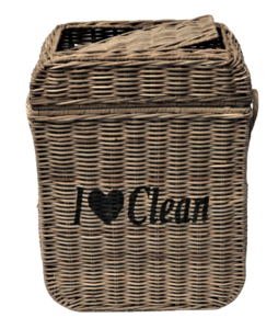 Waste basket w/ cover ' ILOVE Clean '