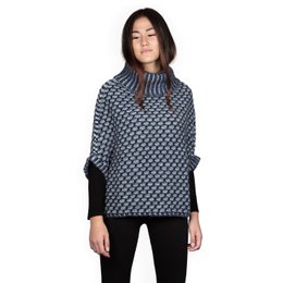 Susanne - Jacquard Poncho de dos tono en lana de alpaca