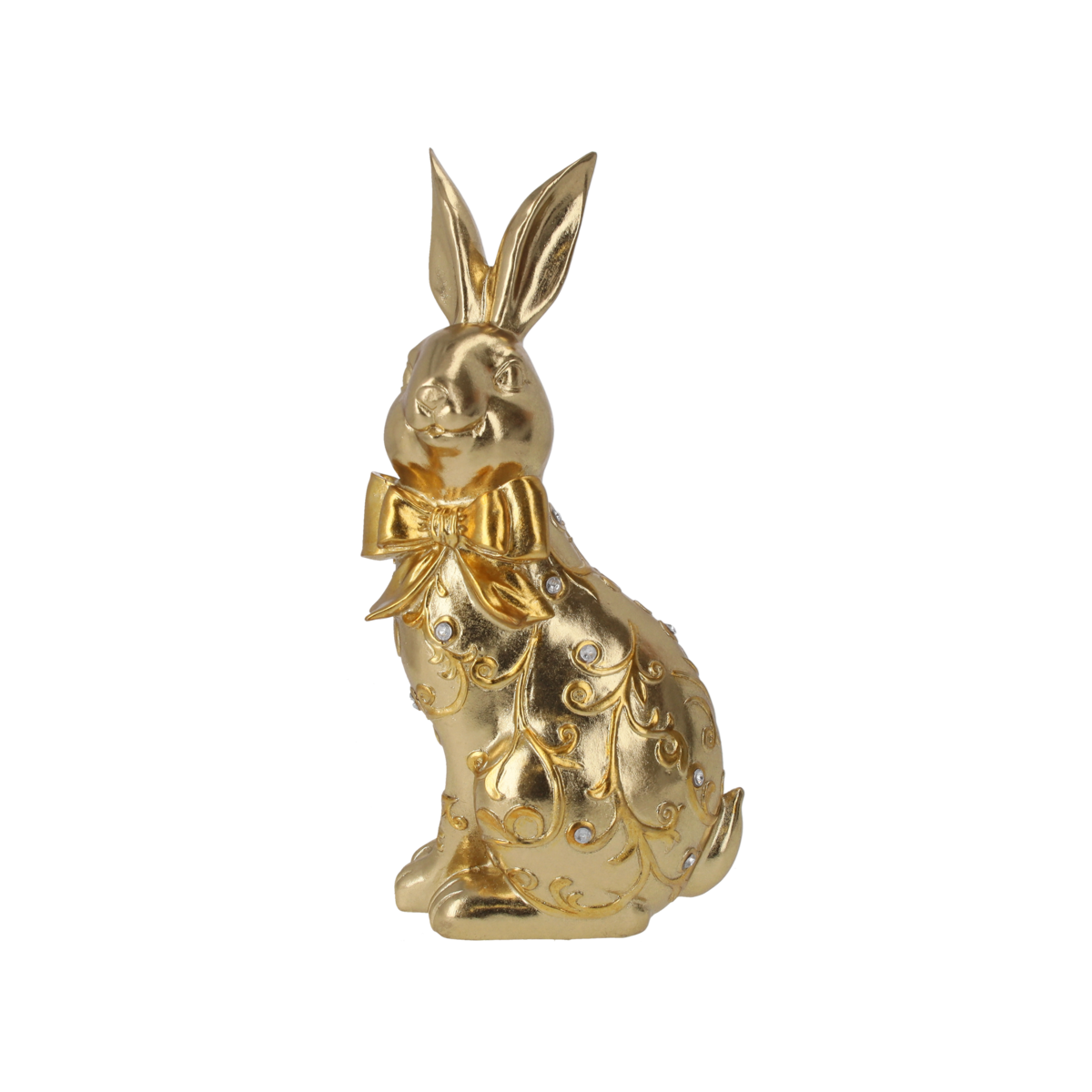 Decorative bunny in gold resin with rhinestones H29x14x10