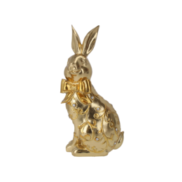 Decorative bunny in gold resin with rhinestones H29x14x10