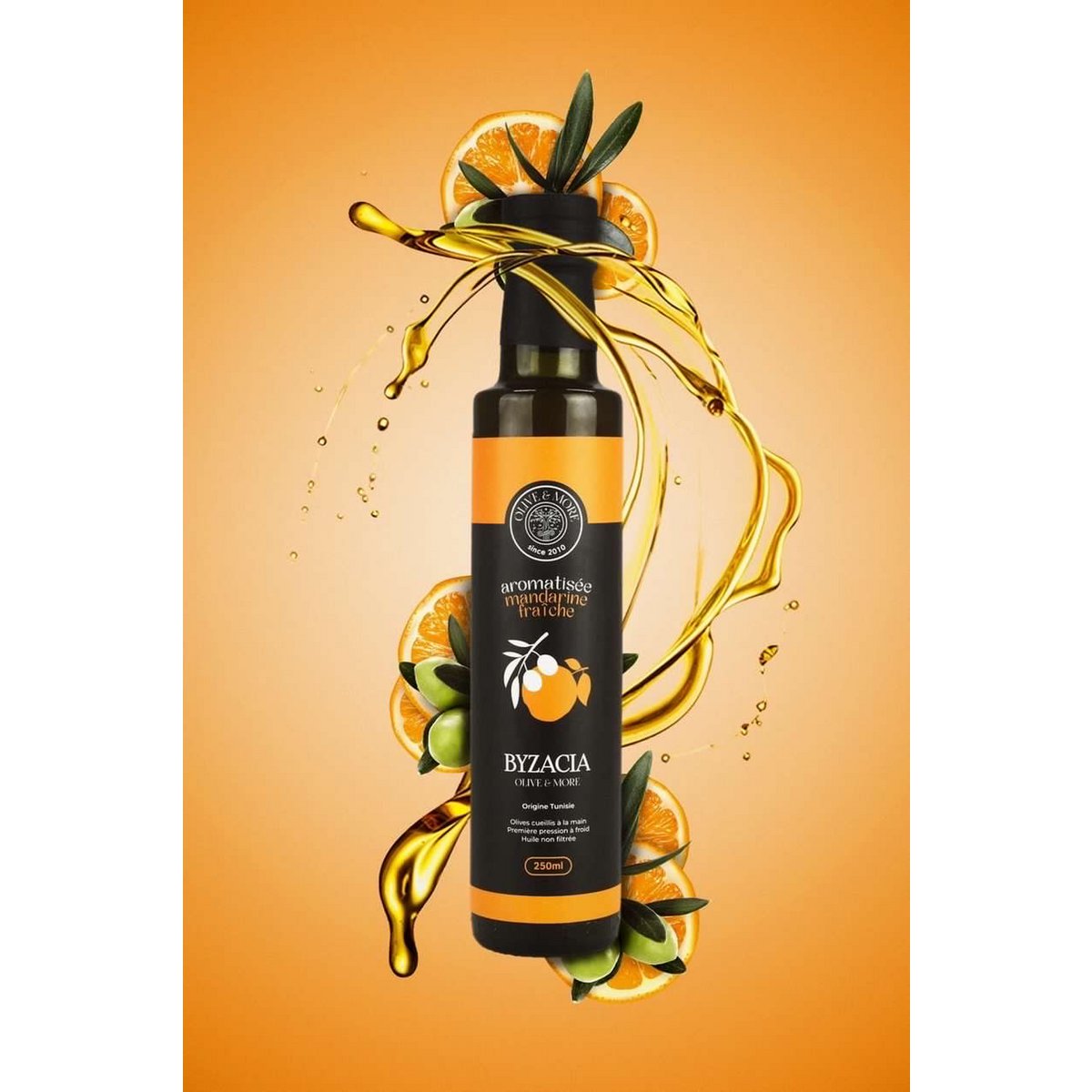 Mit frischer Mandarine aromatisiertes Olivenöl