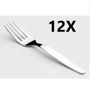 Set van 12 x Table vork vibreerde roestvrij staal -liso