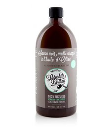 Konzentrierte, 100 % Oliven-Mehrzweck-Flüssigseife in Schwarz. Eukalyptusduft. 1L