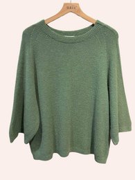 Pull col rond manches raglan 3/4 en alpaga et laine