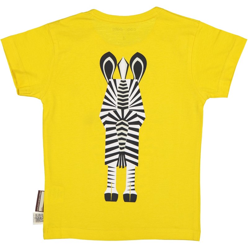 Kortærmet t-shirt til børn, økologisk bomuld, gul, Zebra