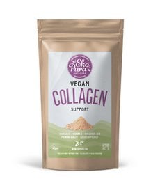 Vegan collagen powder supplement in a resealable pouch. Provides plant-based collagen support for skin, hair, and nails.