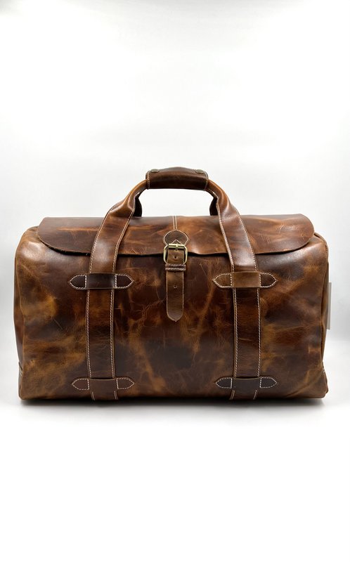 Håndlavet "Crazy Horse" læder rejsetaske – Artisan Vintage Weekender med Aged Patina Effekt