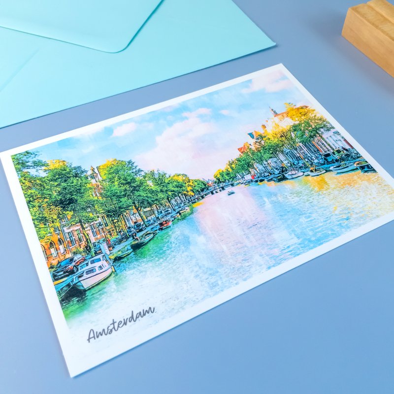 Amsterdam Canal, Netherlands  - A6 Postcard with Envelope