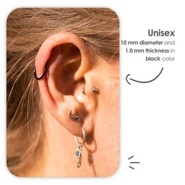 Zwarte Chirurgisch Stalen Ring Piercing — Oorbellen Ringetje Geschikt voor Helix Tragus Septum Lip Neus Wenkbrauw Piercings