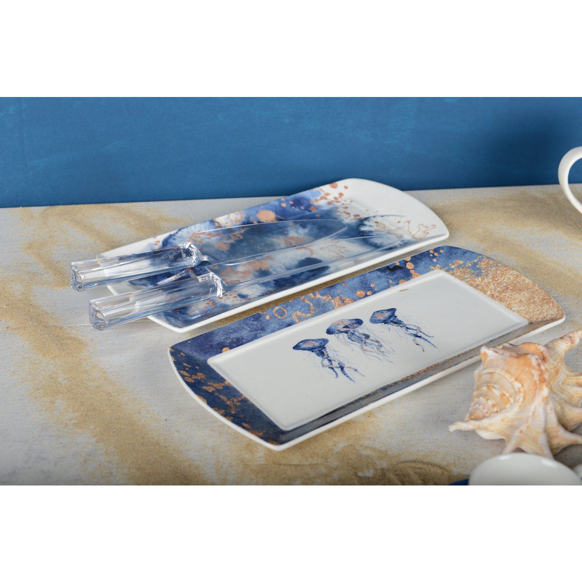 Cake jellyfish dishes 29x13cm - Lot of 2