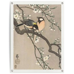 Garden poster Garden poster Ohara Koson - Great tits on blossom branch 80x60