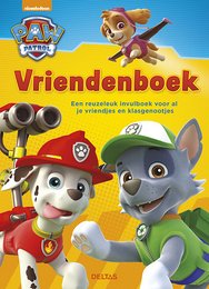 A colorful children's book featuring the Paw Patrol characters. The book cover shows the main Paw Patrol pups in a playful, animated style.