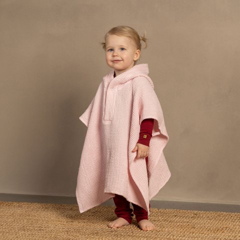 Wafelponcho met capuchon