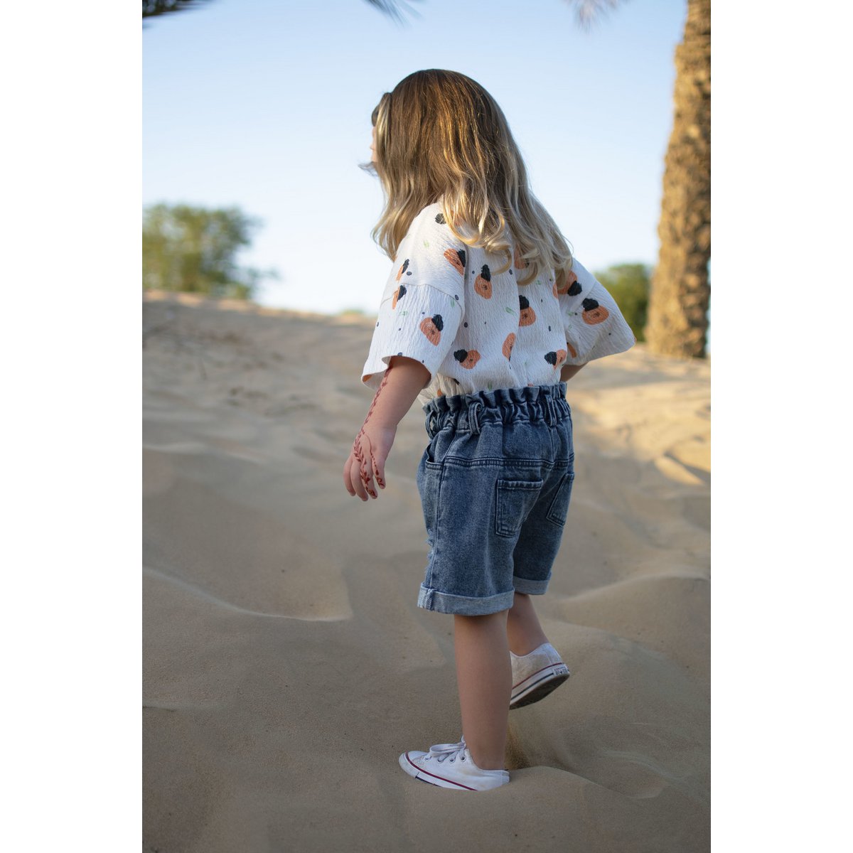 T-shirt coupe ample imprimé pêche