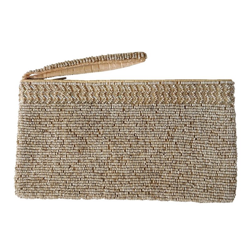 Beige Lola pung i glasperler