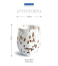6 BIG AVVENTURINA BLU ACQUA Vasos de vidrio soplado y elaborado a mano con Murano Murrine, línea “I Colori di Murano”, 435 ml. Hecho en Italia