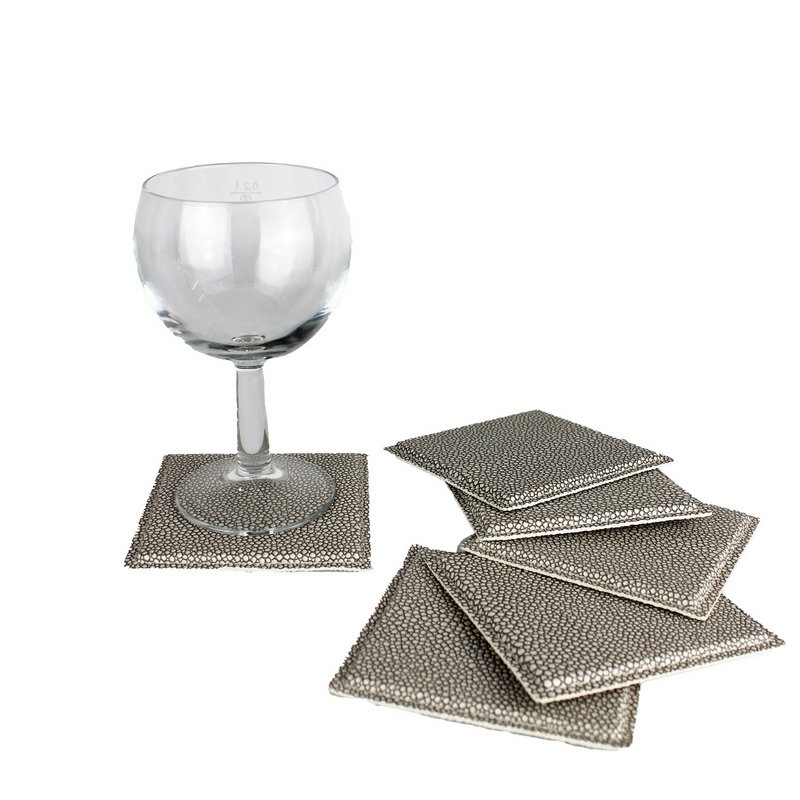 Glasuntersetzer 6-er Set Rochen Kunstleder grau Untersetzer