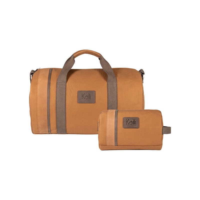 K2005UB | Beauty Case in Canvas 100% Cotton/Genuine Full Grain Leather, Naked. Leather colour. Side handle. Zipper closure. Dimensions: 25 x 15 x 17 cm. Packaging: TNT bag