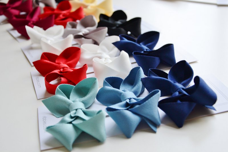 Medium Looped Hair Bows - Navy, French Blue & Aqua - Set of 3