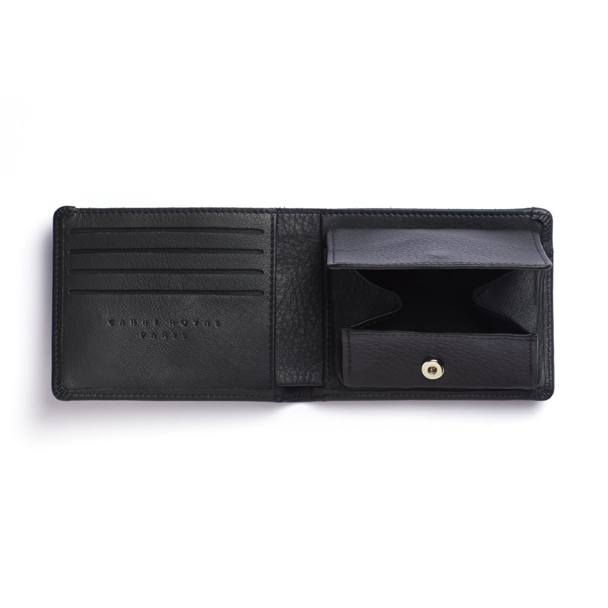 Portafoglio minimalista nero con tasca portamonete