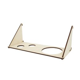 Durable wall-mounted plant shelf with 3 holes for holding potted plants. Made of wood with a natural finish, suitable for displaying succulents, cacti, and other small houseplants.