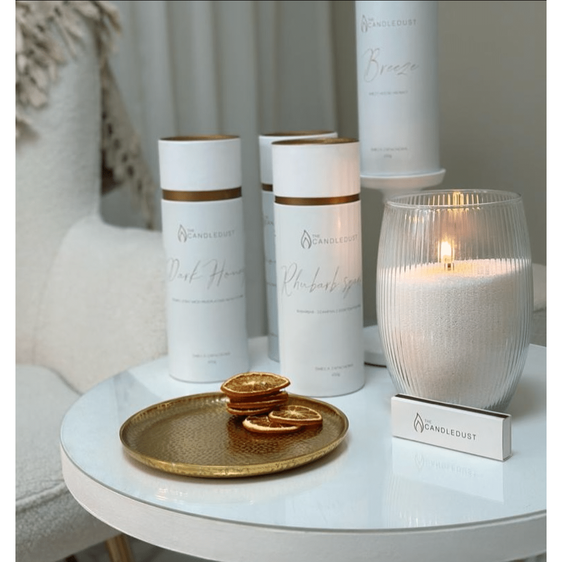 Powder/ Sand/ Pearl Candle Gift Tube – Rhubarb sparkle Scented  – 650g – Ready-to-Use Boutique Premium Candle