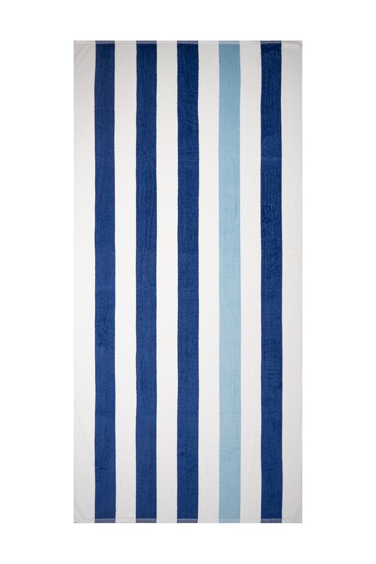 Beach Towel, 100% cotton, 90x190 cm, Stripe Navy/Light Blue
