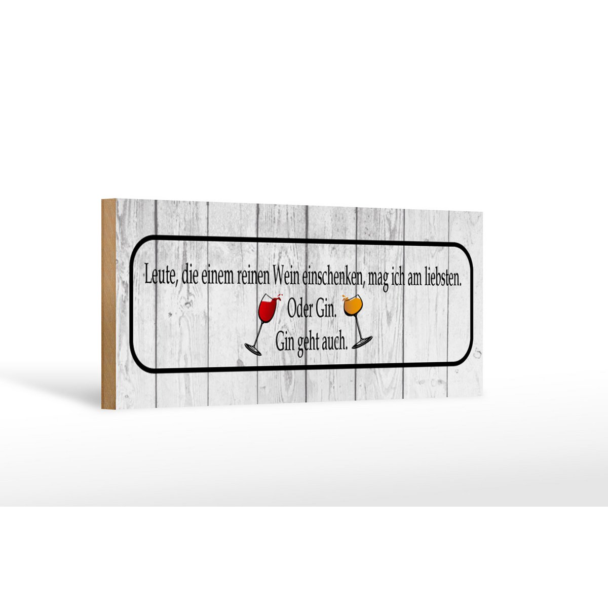 Houten bord met de tekst 27x10cm mensen die wijn inschenken