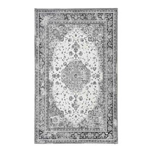 Havana-Fußmatte – Chenille-Polyester, Schwarz/Weiß – 50 x 80 cm