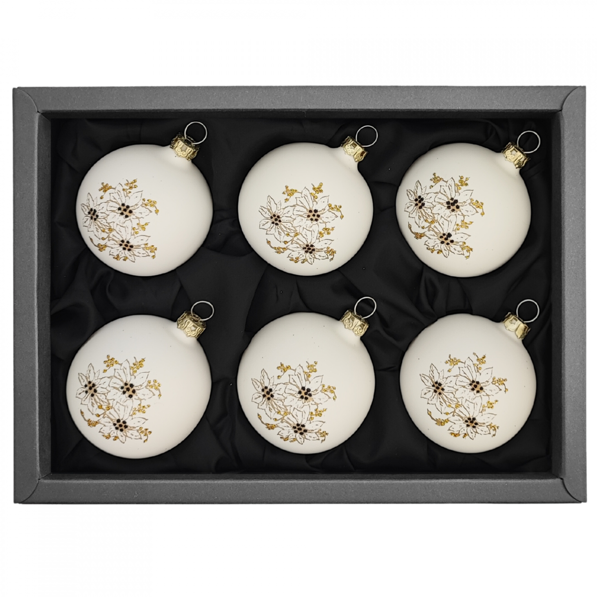 "christmas flower white" - 6 cm Christmas balls soft white matt